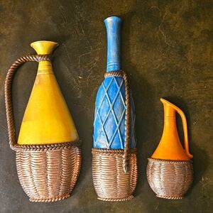 VINTAGE “SEXTON” 3-PIECE METAL WINE BOTTLES WALL ART